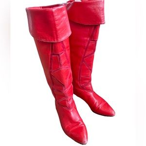 Vintage Italian Capiricci Red Leather Boots